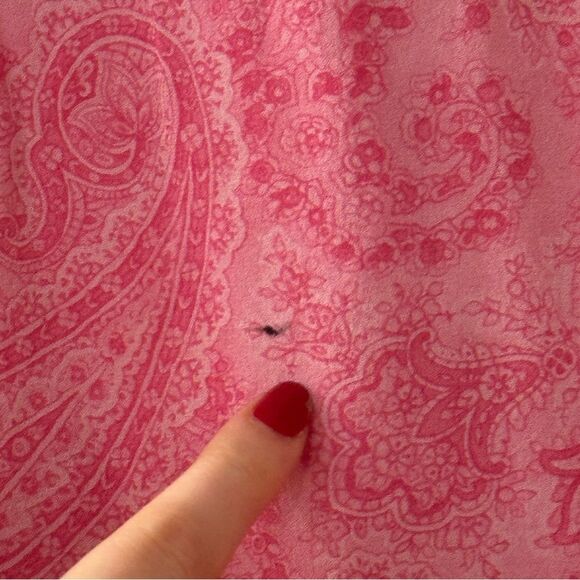 90s Y2K Talbots Pure Silk Pink Paisley A-Line Midi Skirt - Picture 7 of 7